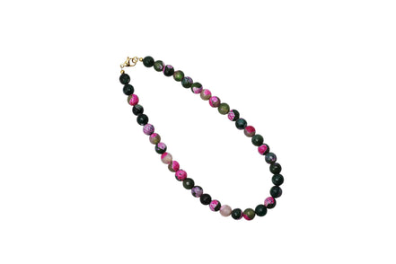 Pink & Green Dyed Agate Bead Necklace
