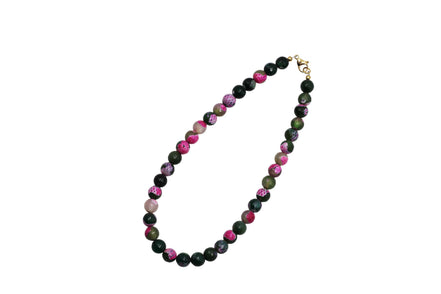 Pink & Green Dyed Agate Bead Necklace