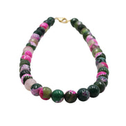 Pink & Green Dyed Agate Bead Necklace