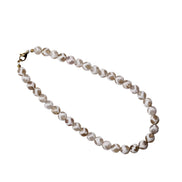Tan & White Dyed Agate Bead Necklace