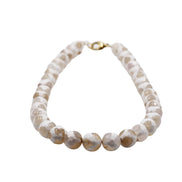 Tan & White Dyed Agate Bead Necklace