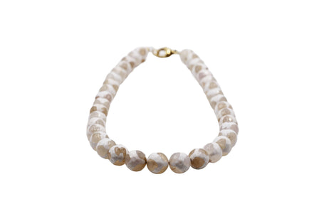 Tan & White Dyed Agate Bead Necklace