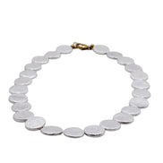 White Flat Shell Pearl Bead Necklace