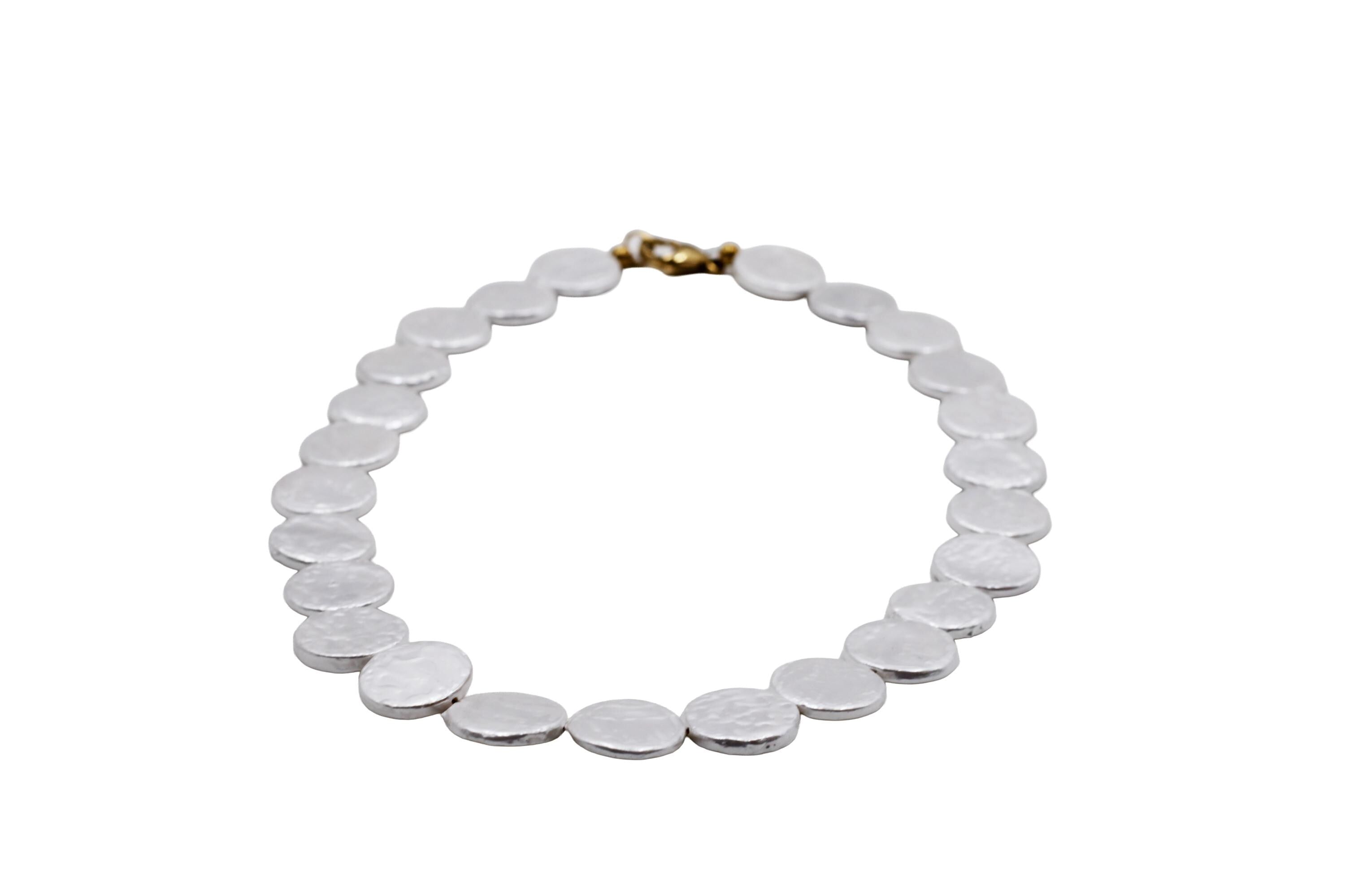 White Flat Shell Pearl Bead Necklace
