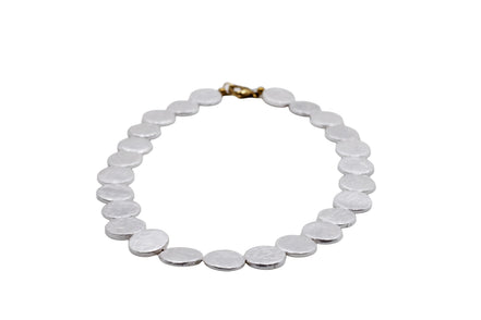 White Flat Shell Pearl Bead Necklace