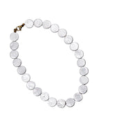 White Flat Shell Pearl Bead Necklace