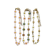 Gold Enamel Flower Bracelet