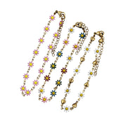 Gold Enamel Flower Bracelet