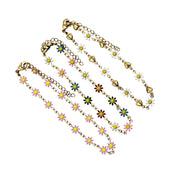 Gold Enamel Flower Anklet