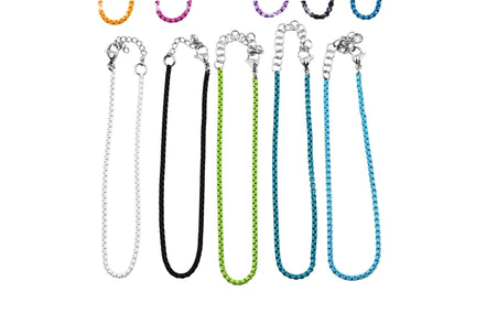 Silver Box Chain Enamel Anklet