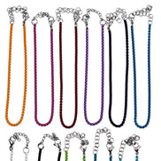 Silver Box Chain Enamel Anklet