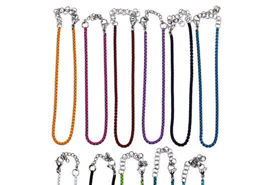 Silver Box Chain Enamel Anklet