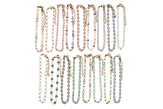Gold Enamel Oversized Curb Chain Anklet