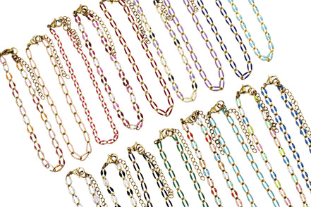 Gold Enamel Oversized Curb Chain Anklet