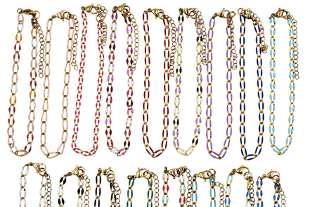 Gold Enamel Oversized Curb Chain Bracelet