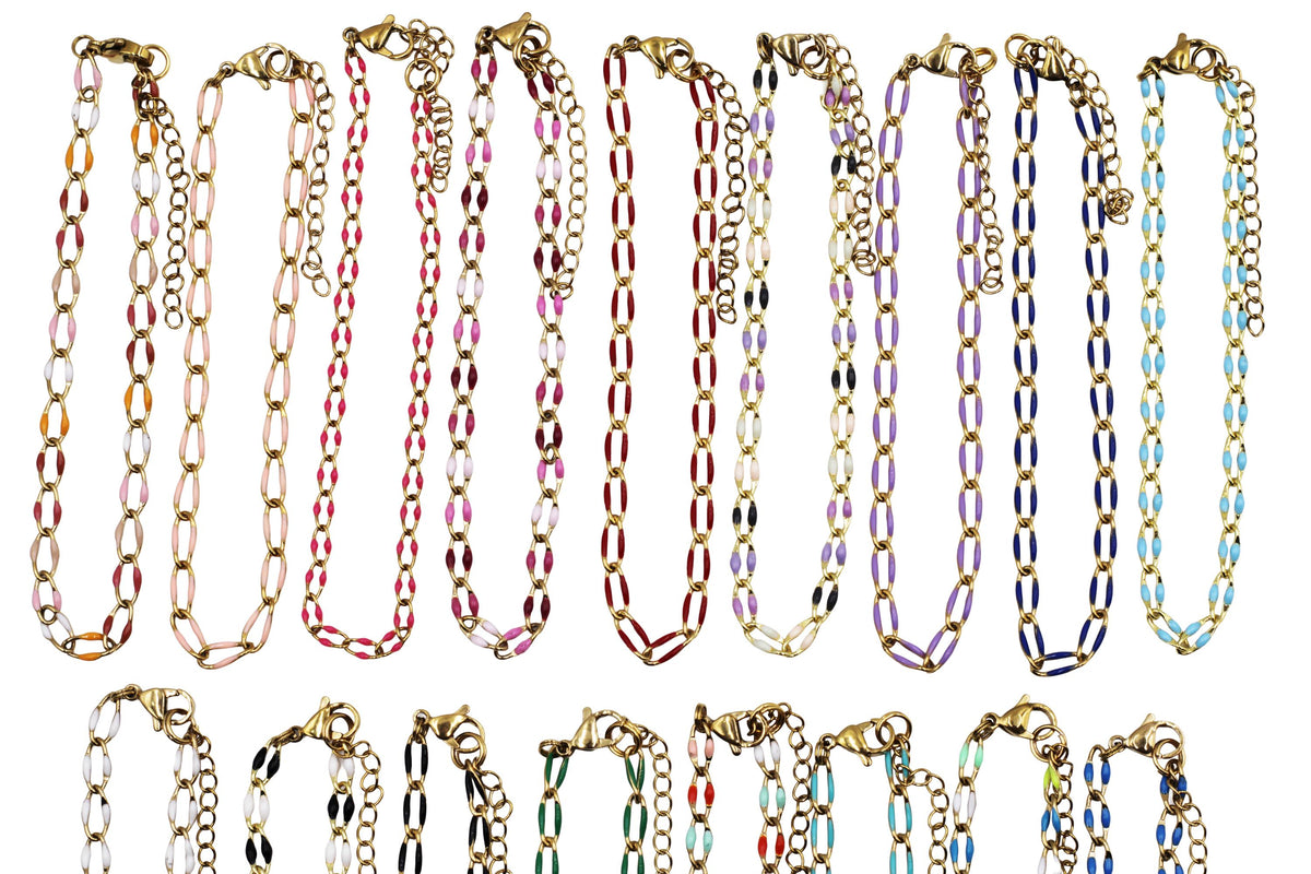 Gold Enamel Oversized Curb Chain Anklet
