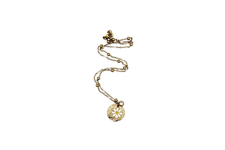 Gold Enamel Daisy & Flower Charm Necklace