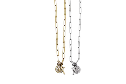 Cross & Rhinestone Charm Necklace