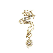 Gold Spikey Heart Rhinestone Toggle Necklace