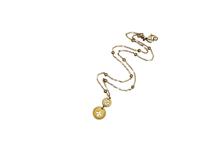 Gold Enamel Quatrefoil Necklace