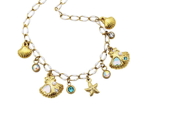 Mermaid Sea Shell Multi Charm Necklace