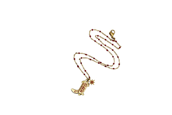 Red Cowgirl Boot Necklace