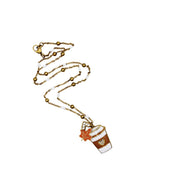 Coffee & Leaf Charm Necklace