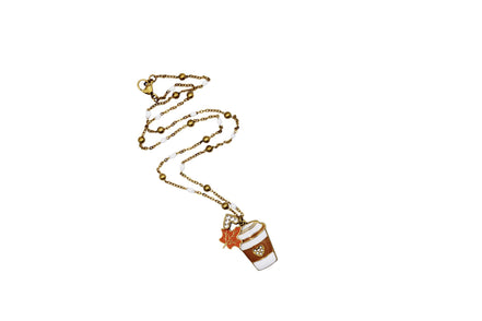 Coffee & Leaf Charm Necklace