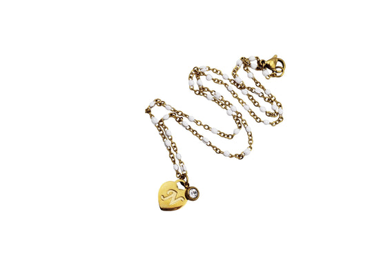 N Heart Lock Charm Necklace