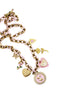 Pink Rose Heart Multi Charm Necklace