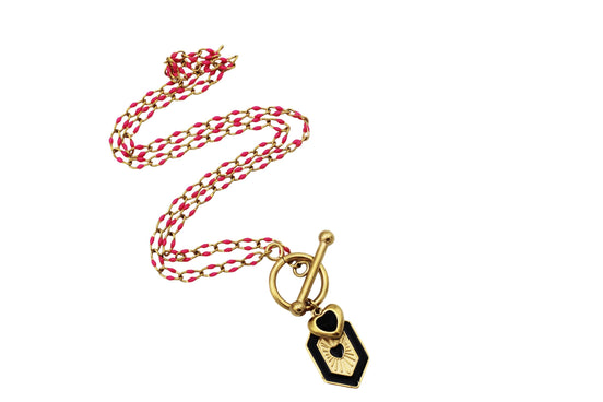 Black & Pink Heart Necklace
