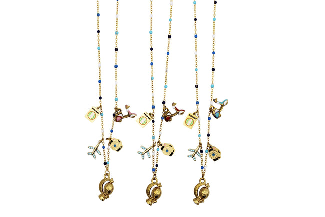 Colorful Travel Multi Charm Necklace