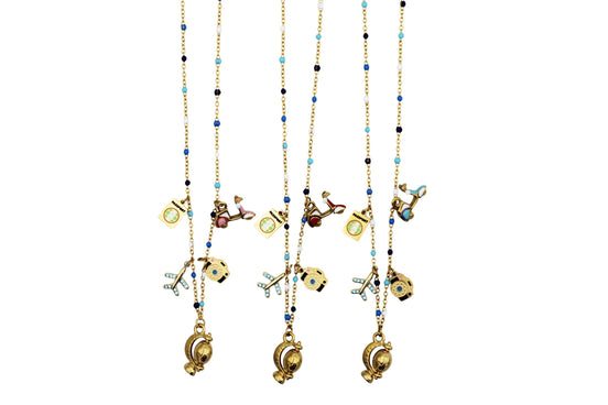 Colorful Travel Multi Charm Necklace