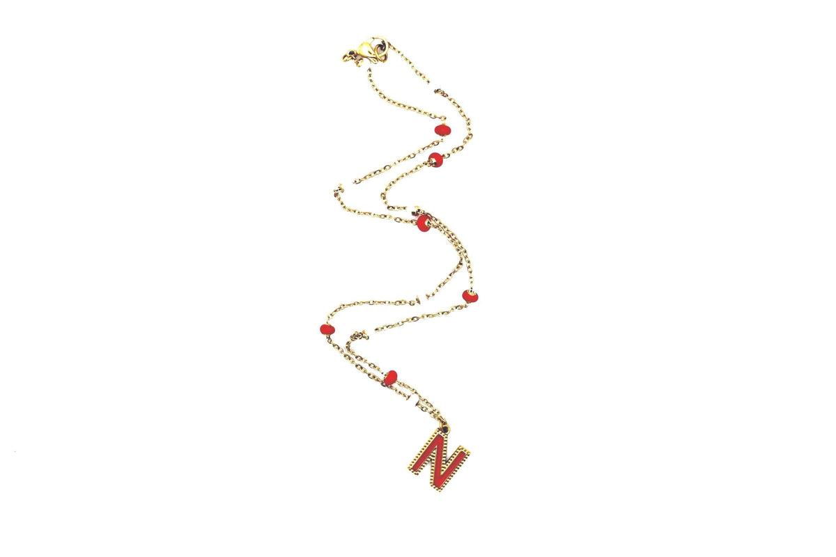 Red Enamel N Necklace