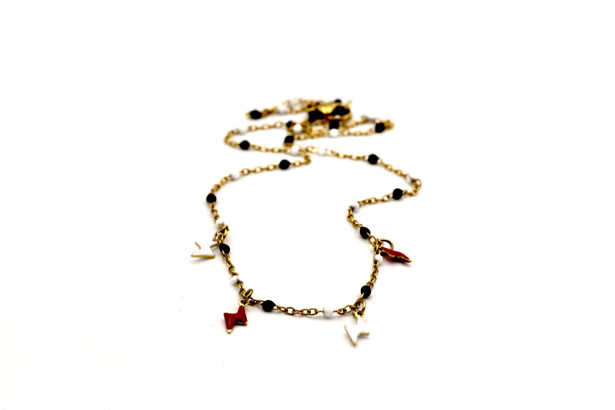 Red & White Lightning Necklace