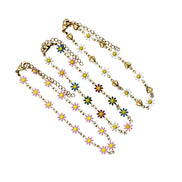 Gold Enamel Flower Bracelet
