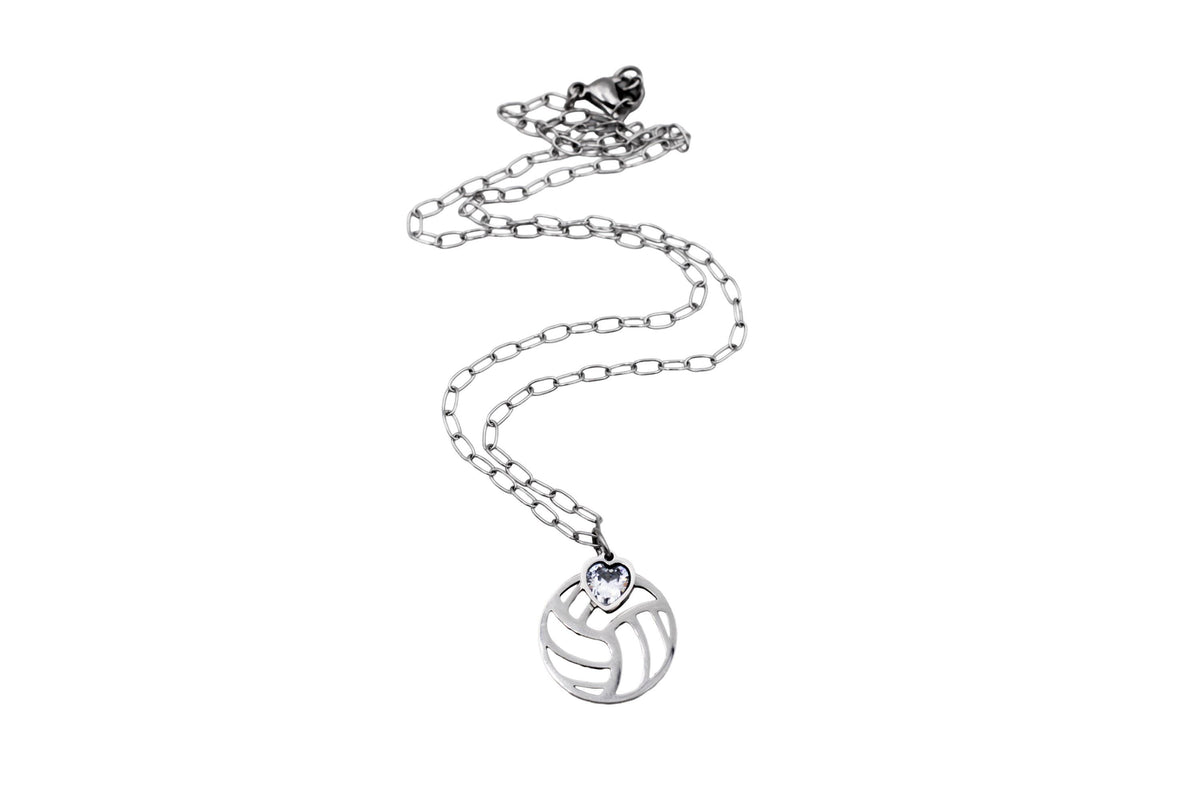 Silver Volleyball Necklace