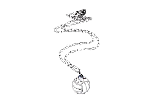 Silver Volleyball Necklace