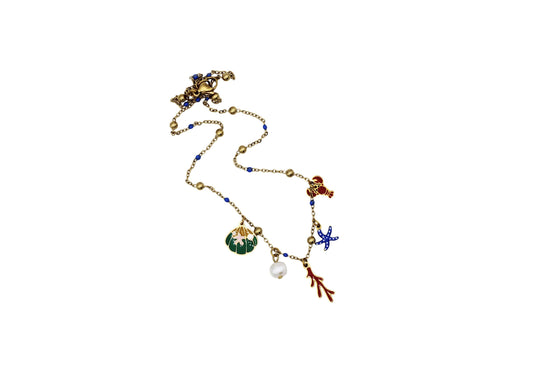 Nautical Enamel Multi Charm Necklace