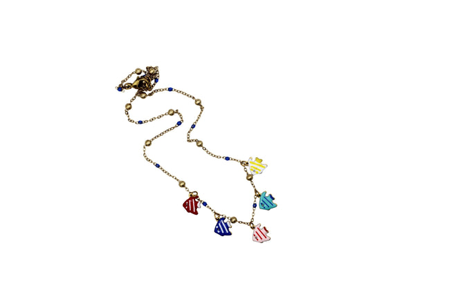 Colorful Fish Enamel Charm Necklace