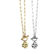 Textured Cross Charm Toggle Necklace