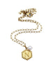 Gold N and Heart Double Sided Charm & Pearl Necklace
