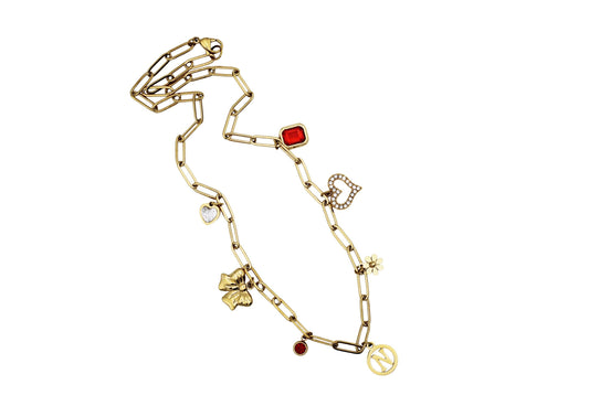 Gold N Multi Charm Necklace