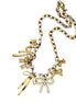Gold & White Bow Multi Charm Necklace
