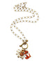 Orange Fox & Flower Charm Necklace