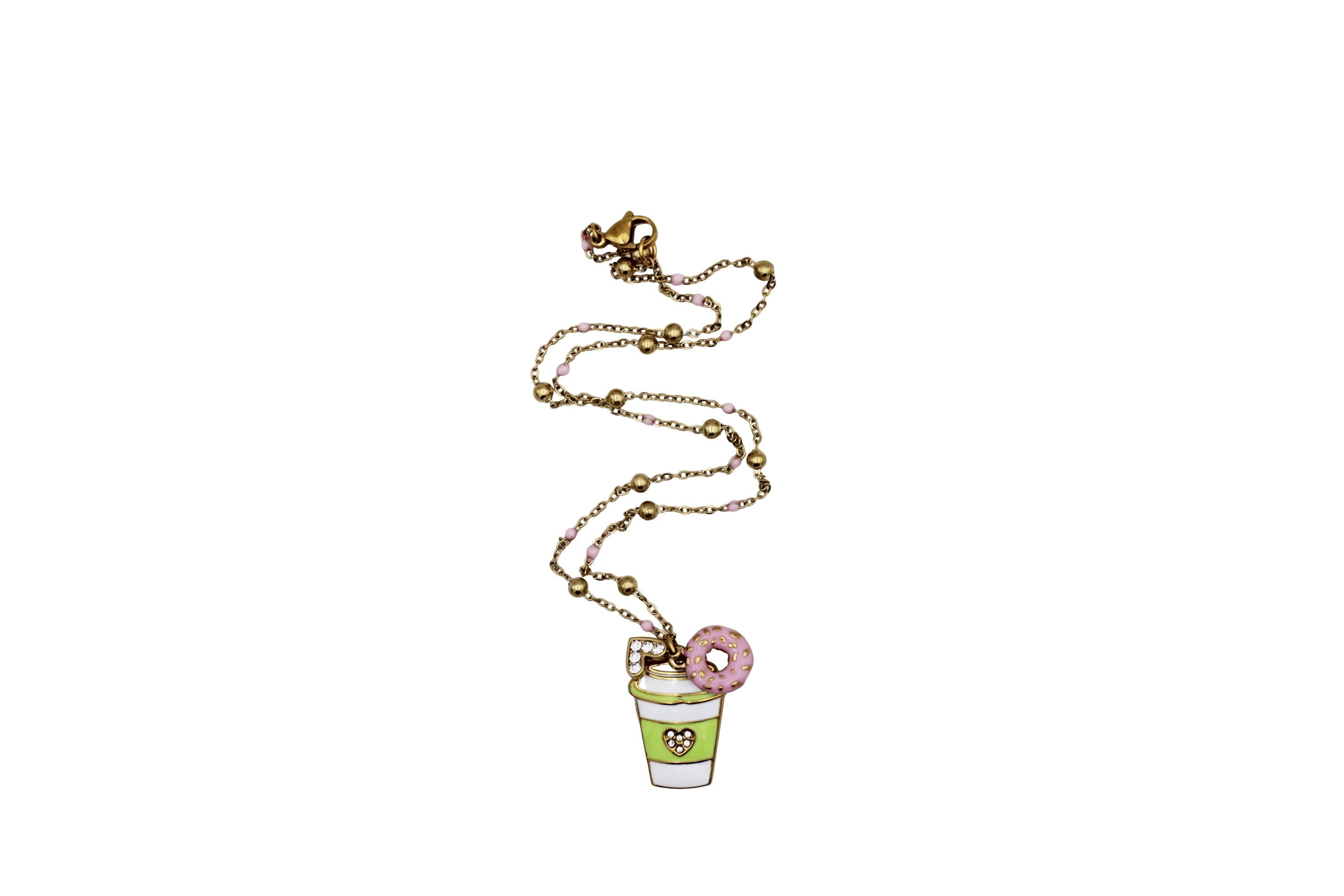 Coffee & Doughnut Charm Necklace