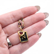 Black Enamel N Charm Necklace