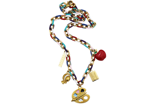 Colorful Teacher Multi Charm Necklace