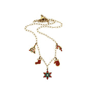 Rhinestone Christmas Multi Charm Necklace