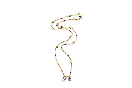 Gold Rhinestone NE Necklace